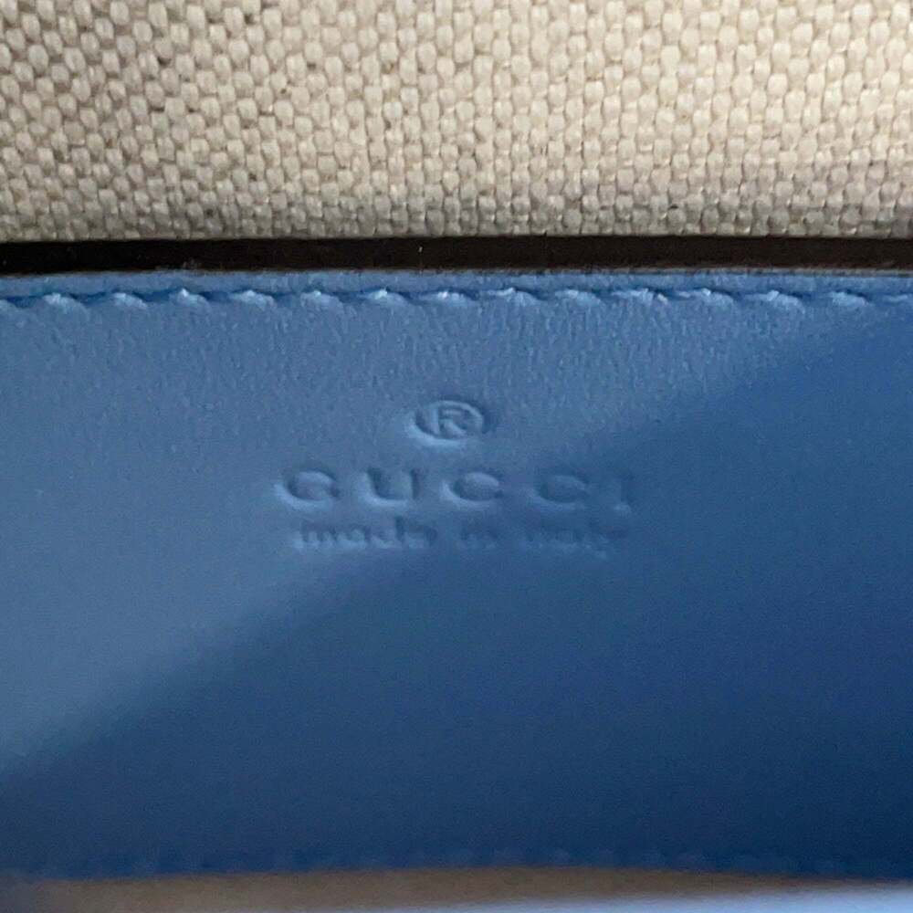 GUCCI Blue Leather Bamboo Shoulder Bag - Picture 15 of 16